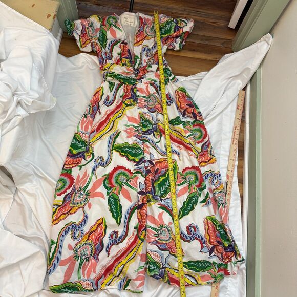 Anthropologie Katerina Button Front Dress Floral Puff Cream Motif Size S Floral - Picture 15 of 16